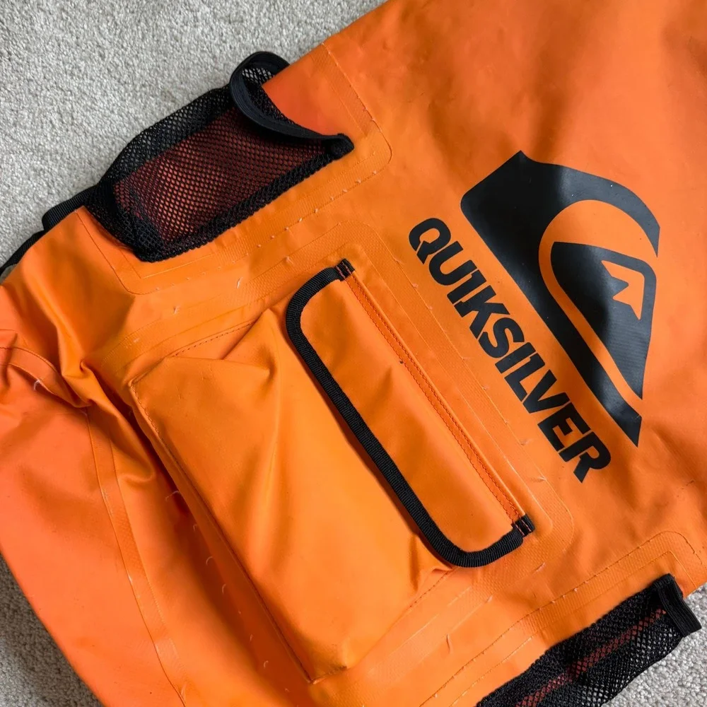 2013 Quiksilver Waterproof Dry Bag Backpack Orange Roll Top Surf Beach Gear Bag